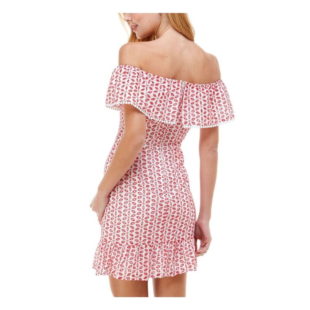 CITY STUDIO Womens Fit + Flare Above The Knee Dress Red Evening Juniors 13 - Picture 2 of 4